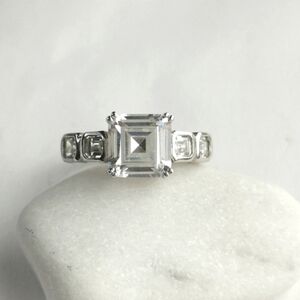 Emerald cut CZ Ring Sterling Silver size 8 New